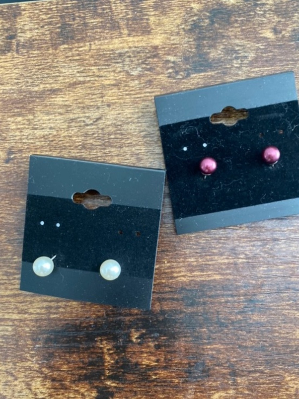 Pearl and Burgundy Pearl Stud Earring Set
